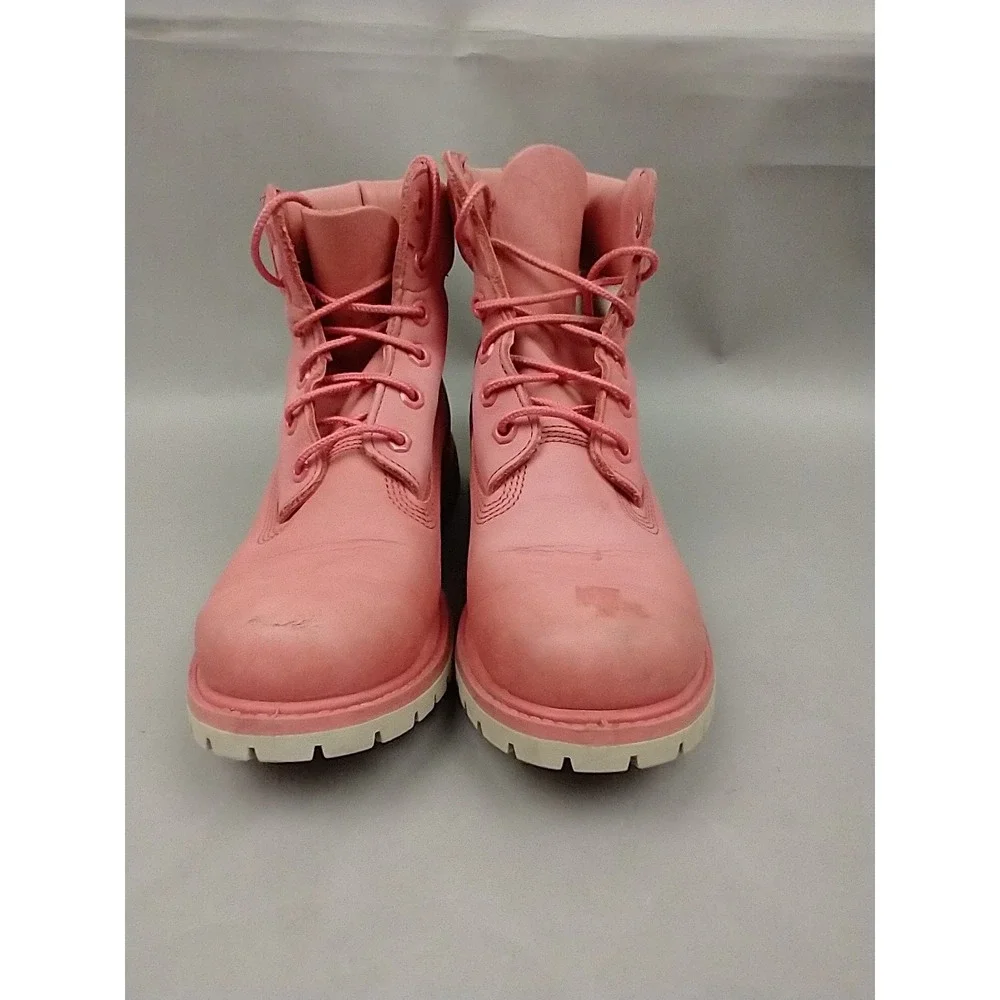 Timberland Pink Leather Women's 8.5 Chukka Work Boots Primaloft Waterproof VGC - Picture 2 of 14
